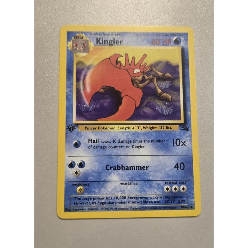 1st Edition Kingler Pokémon Card 38/62 1999 Fossil